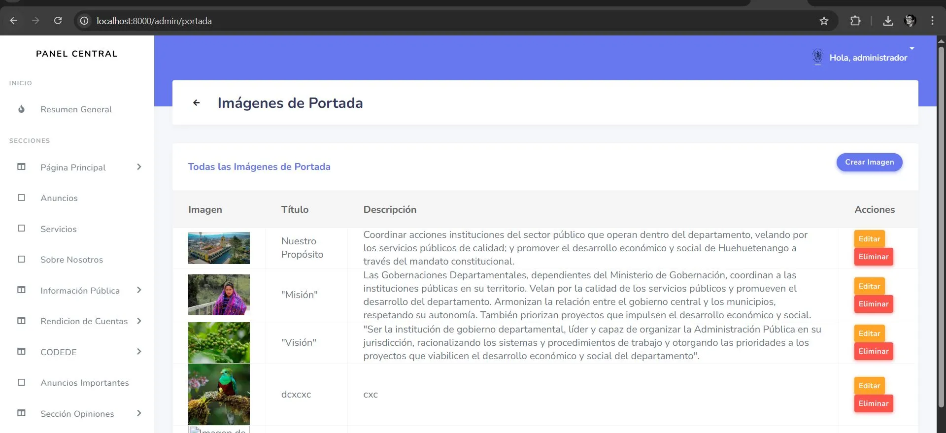 Sitio Autoadministrable para Entidad Gubernamental